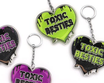 Toxic Besties | Acrylic Glitter Friendship Charms | Two-Piece Dead by Daylight Keychain Sets