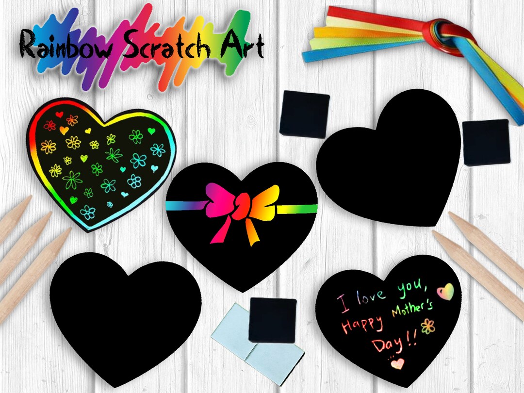 Heart Scratch Art Gift Tag With Fridge Ribbons Etsy UK