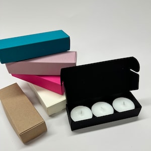 10 x Boxes to hold x3 Tealights/Wax Melts - TOP Opening | Size 120 x 40 x 25mm | Jewellery or Cosmetics