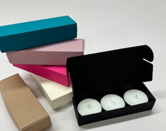 10 x Boxes to hold x3 Tealights/Wax Melts - TOP Opening | Size 120 x 40 x 25mm | Jewellery or Cosmetics