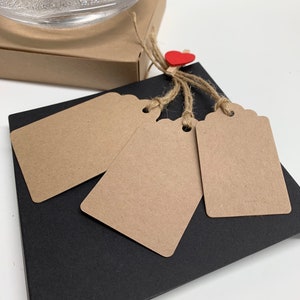 Blank KRAFT Gift tags | Scallop Top | 4 sizes, hang tags, product tags, wedding tags, price tags