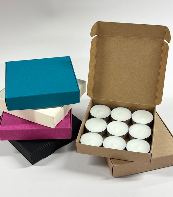 10 x Boxes to hold x9 Tealights/Wax Melts box - TOP Opening | Size 120 x 120 x 25mm  | Jewellery Gift Box | Biscuit or Cookie Box
