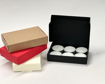 10 x SLIM Gift Boxes - TOP Opening | Size 120 x 80 x 25mm | 6 x Tealights/Wax Melts box | Jewellery Gift Box | Biscuit or Cookie Box