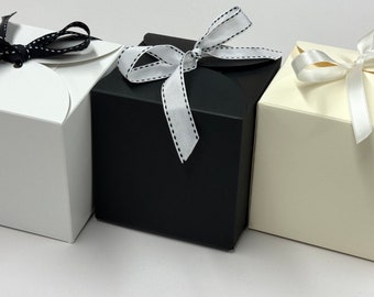 5 x LARGE 'TIE TOP' Gift Boxes | Size 10 x 10 x 10cm | Wedding Favours, Party Box, Crafts, Ceramics & Candle packaging.