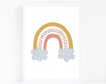 Rainbow Print, Printable Wall Art, Baby Girl Nursery Room, Rainbow Wall Art, Girls Bedroom Decor, Instant Digital Download, Nursery Wall Art