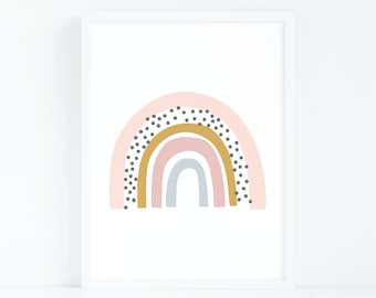 Rainbow Print, Printable Wall Art, Baby Girl Nursery Room, Rainbow Wall Art, Girls Bedroom Decor, Instant Digital Download, Nursery Wall Art