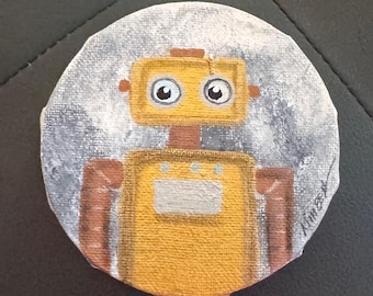 10cm runder Keilrahmen „Moon Bot“ Gold