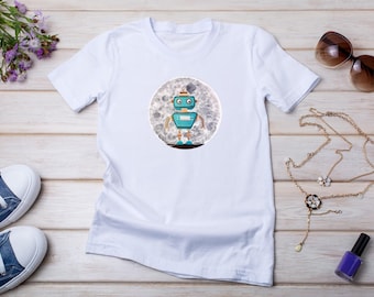 Maglietta-Robot verde acqua S: Piccola