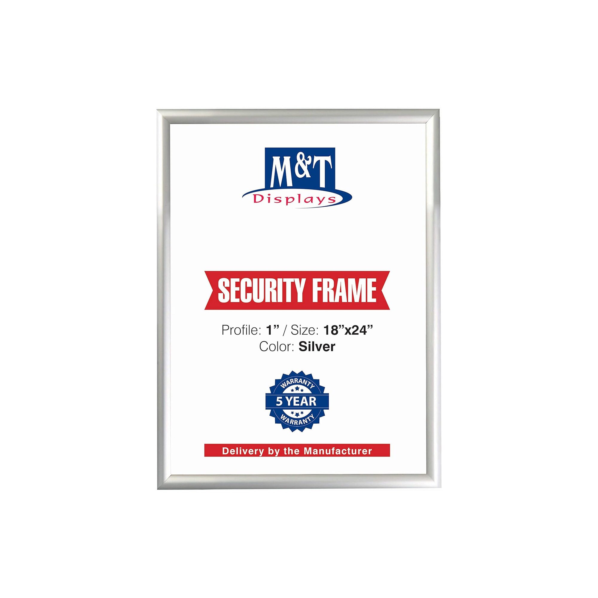 18x24 Lockable Snap Poster Frame - 1.25 inch Silver Mitered Profile