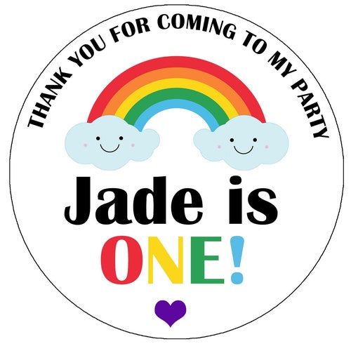 Personalised Birthday Stickers Rainbow Happy Birthday Thank Etsy