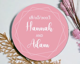 Luxury Pink Wedding Stickers – Personalised Wedding Stationery Thank You Labels