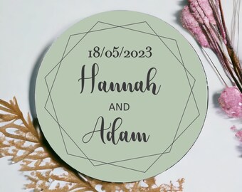 Sage Green Wedding Stickers – Personalised Wedding Stationery Thank You Labels