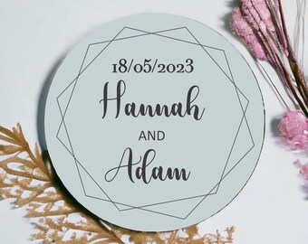 Dusty Blue Wedding Stickers – Personalised Wedding Stationery Thank You Labels