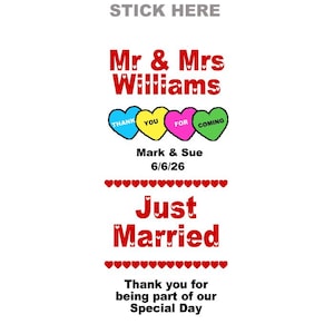 Personalised Wedding Favor Stickers – Love Heart Design, Self-Adhesive