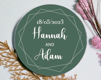 Luxury Emerald Green Wedding Stickers – Personalised Wedding Stationery Thank You Labels