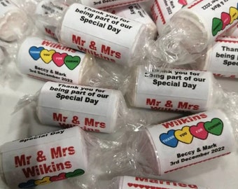 Personalised Wedding Favours Love Heart Sweets Retro Sweets Just Married