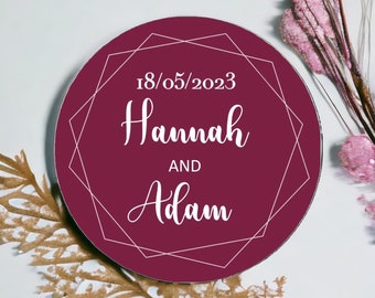 Luxury Wine Wedding Stickers – Personalised Wedding Stationery Thank You Labels