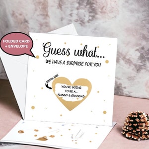 Carte à gratter personnalisée pour faire-part de grossesse en famille - Parents pour la première fois - Nouveau bébé - Grossesse surprise - Révélation de grossesse