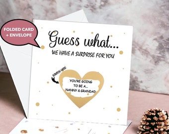 Tarjeta personalizada para rascar con anuncio de embarazo/Revelación sorpresa de bebé para la familia