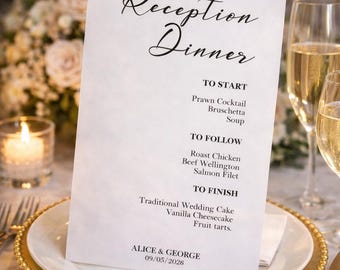 100 x Printed Simple Wedding Menus, Modern And Minimal Printed Menu Card For Reception, Wedding Breakfast Menu, Dinner Menu Cards, A5 Size