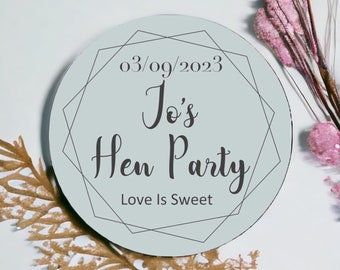 Luxury Dusky Blue Hen Do Stickers – Personalised Hen Party Favours (Bride Squad / Team Bride) 45mm