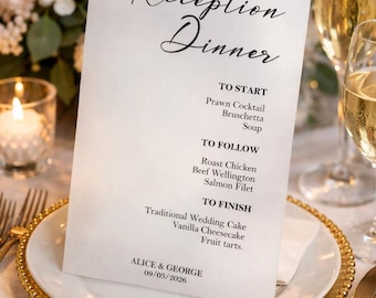 100 Printed Vellum Wedding Menu Cards | Personalised Reception & Wedding Breakfast Menus (A5)