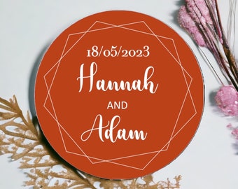 Luxury Burnt Orange Wedding Stickers – Personalised Wedding Stationery Thank You Labels