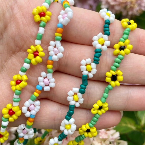 Beaded Sunflower Necklace. Seed Bead Flower Necklace Etsy