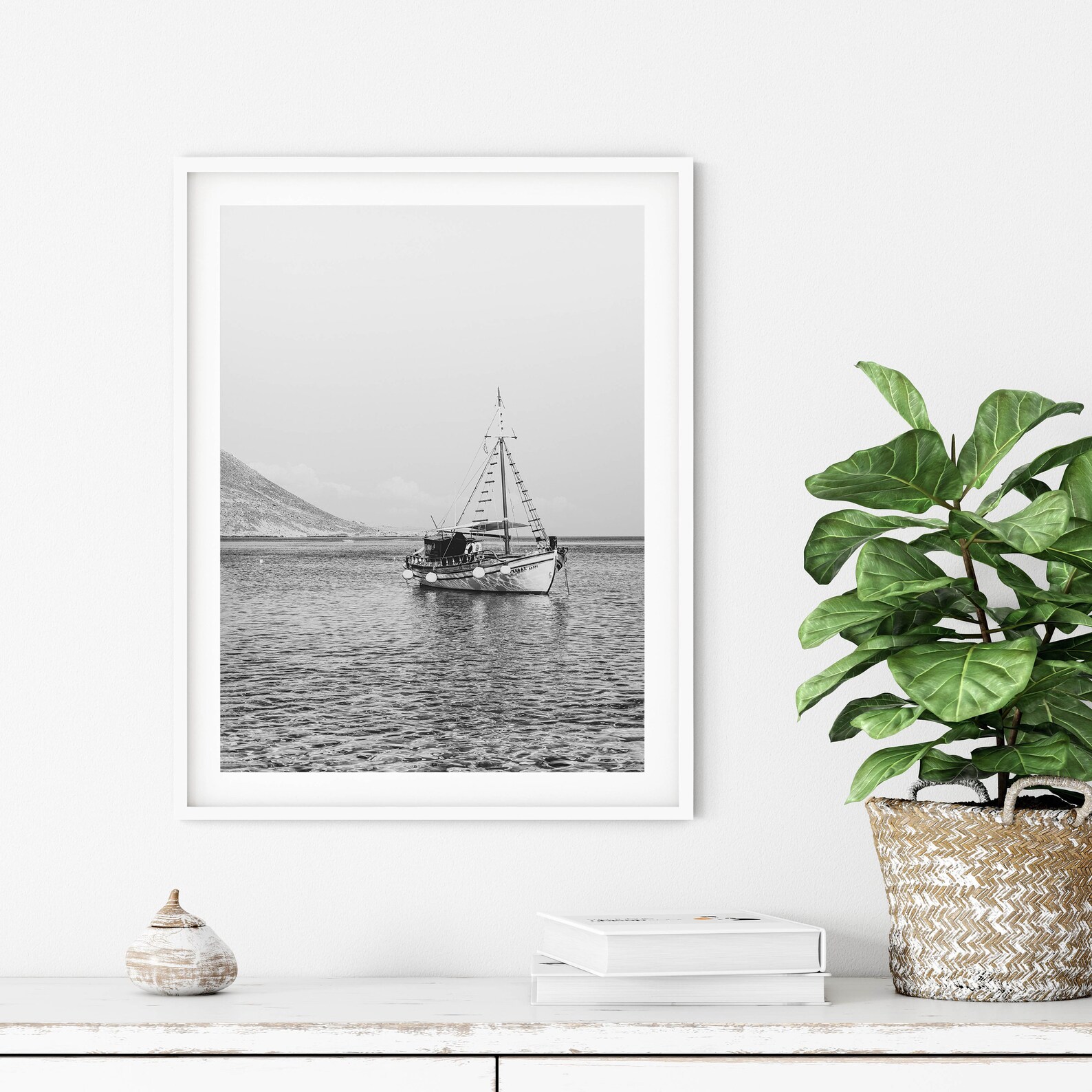 Greece Print Santorini Wall Art Black and White Printable Etsy