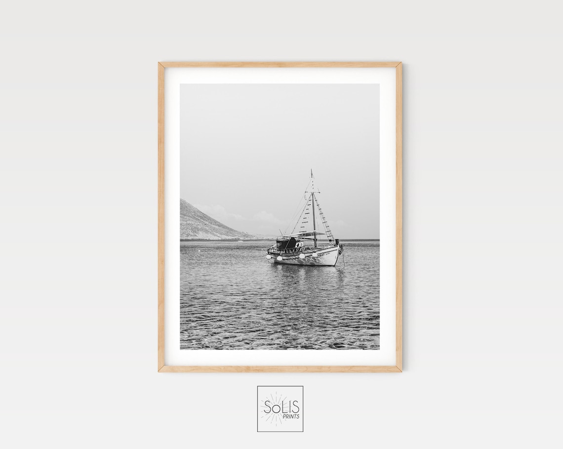 Greece Print Santorini Wall Art Black and White Printable Etsy