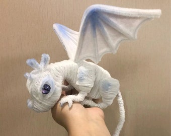 青白妖精ドラゴン、ふわふわドラゴン人形、カスタムぬいぐるみドラゴン