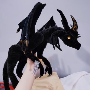 Demon Dragon Black Dragon doll,Custom dragon plush Toy,personalized realistic fantasy creatures plush,Fantasy Dragon toys,pterosaur dinosaur