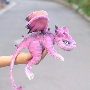 Pink Dragon doll,Custom plush dragon Toy,personalized realistic fantasy creatures plush,Fantasy Dragon,pterosaur dinosaur for her