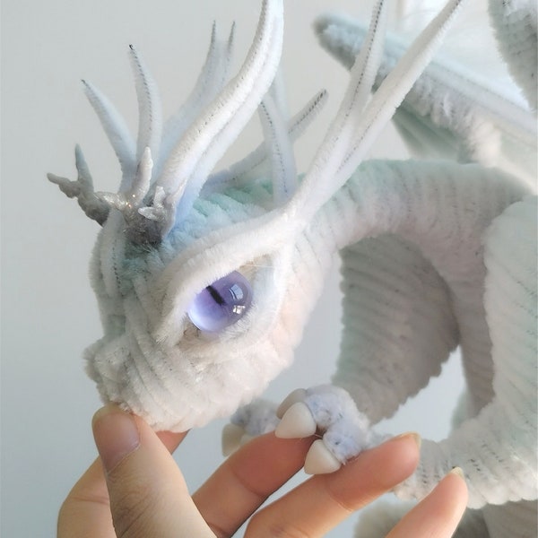 Fairy Dragons,white fluffy dragon doll,Custom plush dragon,personalized realistic fantasy creatures plush,handmade Dragon,pterosaur dinosaur