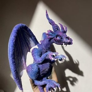 Purple Demon Dragon,Evil dragon dolls,Custom plush dragon,personalized realistic fantasy creature plush,handmade Dragon,pterosaur dinosaur