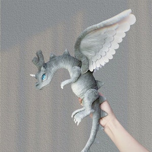 Gray Dragon dolls Art furry Custom Angel plush dragon Toy Personalized Realistic Fantasy Creature plush Fantasy Dragon pterosaur dinosaur