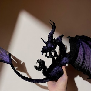 Handmade Purple Dragon doll,Evil plush dragon Toy,personalized realistic fantasy creatures plush toy,Fantasy Dragon,pterosaur dinosaur