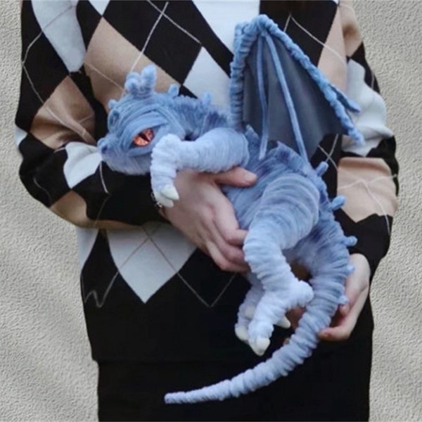 Blue Dragon dolls,plush dragon Toys,handmade fantasy creature,fantasy creature,realistic fantasy creature,Fantasy Dragon,pterosaur dinosaur