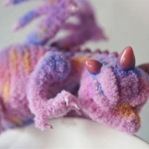 Sleepy Dragon plush doll,Teacup Mini babe Dragon,Pink fluffy dragon doll,Custom Purple dragon,realistic fantasy creature plush kawaii dragon