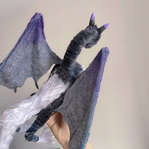 Fairy Dragon,Purple fluffy dragon doll,Custom plush dragon,personalized realistic fantasy creatures plush,handmade Dragon,pterosaur dinosaur image 5