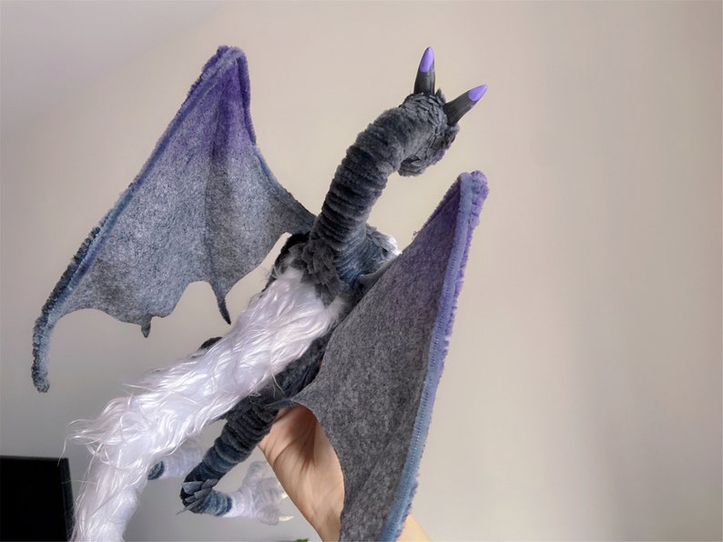 Fairy Dragon,Purple fluffy dragon doll,Custom plush dragon,personalized realistic fantasy creatures plush,handmade Dragon,pterosaur dinosaur image 5