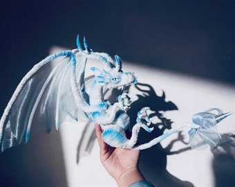 White Dragon,Blue Dragon dolls,Custom plush dragon dolls,Personalized Realistic Fantasy Creature Plush,Fantasy Dragon,pterosaur dinosaur