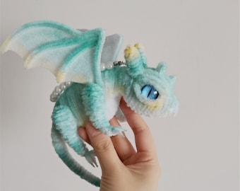 Mini simpatico drago bambola pelosa Pet Ragdoll pendenti, giocattoli drago peluche personalizzati, creatura fantasy realistica, drago Blue Fantasy, dinosauro per lei