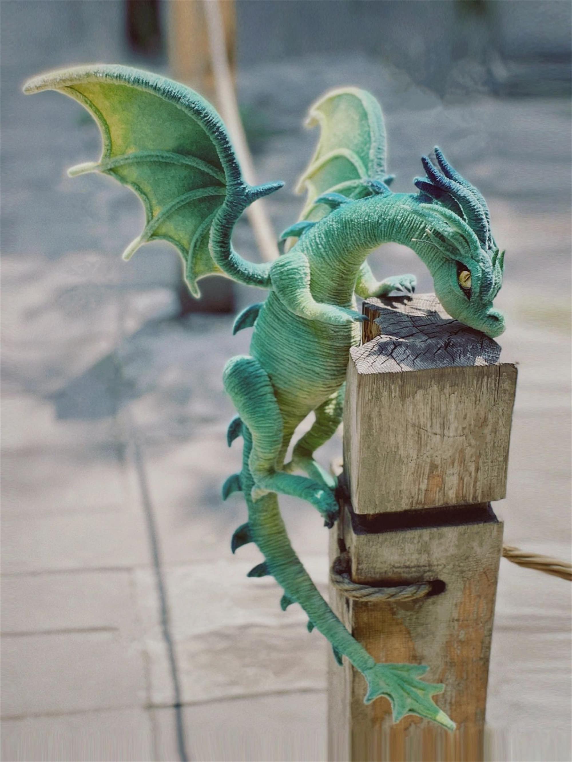 Green Dragon Art Doll Furry Custom Angel Plush Dragon Toy