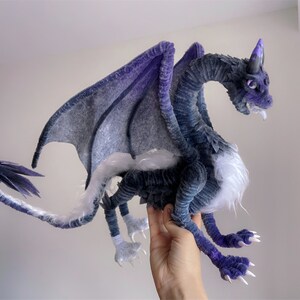 Fairy Dragon,Purple fluffy dragon doll,Custom plush dragon,personalized realistic fantasy creatures plush,handmade Dragon,pterosaur dinosaur image 6