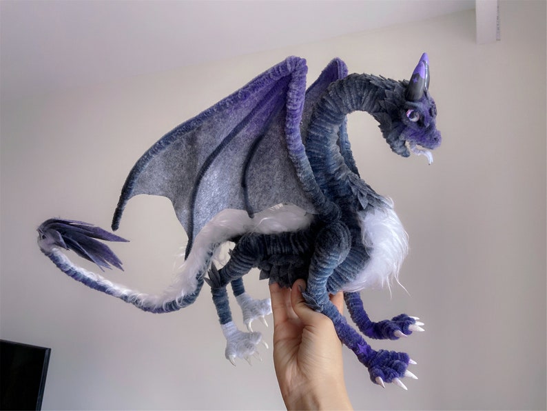 Fairy Dragon,Purple fluffy dragon doll,Custom plush dragon,personalized realistic fantasy creatures plush,handmade Dragon,pterosaur dinosaur image 6