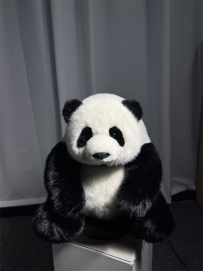 Realistic brown panda plush dolls,handmade dolls,Fantasy creature toys,Personalized Panda,Pet playmates for children,Photography Animal doll Black