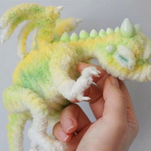 Sleep Dragon plush doll,Teacup Mini babe Dragon,yellow Green fluffy dragon doll,Custom dragon,realistic fantasy creature plush kawaii dragon