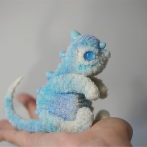 Sleepy Dragon plush doll,Teacup Mini babe Dragon,Sky blue fluffy dragon doll,Custom dragon,realistic fantasy creature plush kawaii dragon