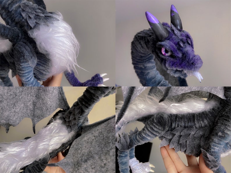 Fairy Dragon,Purple fluffy dragon doll,Custom plush dragon,personalized realistic fantasy creatures plush,handmade Dragon,pterosaur dinosaur image 8